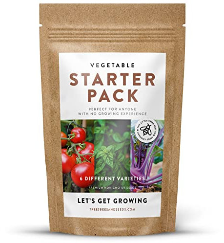 Vegetable Seeds Starter Pack - 6 Heirloom Seasonality Seed Varieties - Grow Your Own Vegetable Kit, 120g