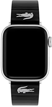 Lacoste Apple Watch Armband für Herren und Damen aus Schwarzem Leder mit Geprägten Streifen - 2050028