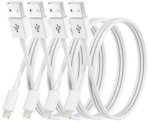 iPhone Charger Cable, 4Pack 3FT/1M MFi Certified Lightning Cable Apple Fast Charging Cable Compatible with iPhone 14 13 12 11 XS XR X Pro Max Mini 8 7 6S 6 Plus 5S SE iPad-white