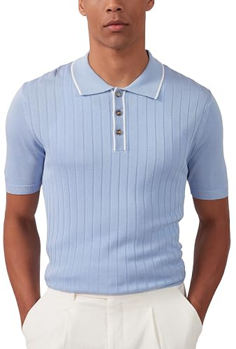 Kallspin Vintage Polos de Punto para Hombre Jerseys de Manga Corta Camisas de Golf Tops de Playa de Verano