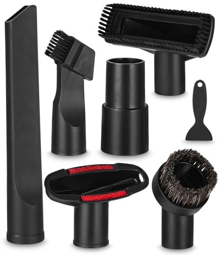 Staubsauger Aufsatz,Staubsauger Düsen Aufsätze,Einschließlich Langem Flachsaugkopf, Sofa-Saugkopf, Zwei-in-Eins-Flachsaugkopf, Rosshaar-Rundbürste, T-förmiger Bürste, 32-35-mmz-Adapter,Spachtel