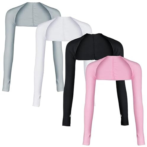 Kopinma 4 Stück UV-Schutz Kühlschal Armstulpen Sonnen Schutz Schal Golfschal Damen Sonnenschutz Schal mit Finger Loch für Radfahren