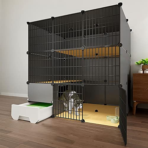 Jaula para Gatos de Interior con Caja de Arena, recintos para Gatos, casa para Gatos, Alambre de Metal Desmontable, Jaula para Gatitos, Valla para Gatos, jaulas para Animales pequeños para g
