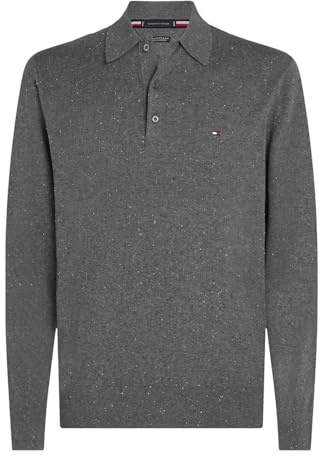 Tommy Hilfiger Men's Pima Org Ctn Cashmere Ls Polo Mw0mw36519 Other Sweaters, Grey (Donegal Medium Grey Heather), M