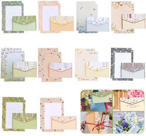 90 Stück Briefpapier und Briefumschlag, Briefpapier Set, 60 Briefpapier A5 und 30 Briefumschläge, Briefbogen Sets Zuhause, Schule, Geburtstag, Hochzeit Einladung, Glückwunschkarte
