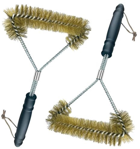 Gentpovth 2 Piezas Cepillo para Limpiar Barbacoas, con Mango de plástico Anti-Quemaduras y cerdas de latón, 12 Cepillo para Parrilla Accesorios, para Parrilla de Gas y Parrilla de Carbón