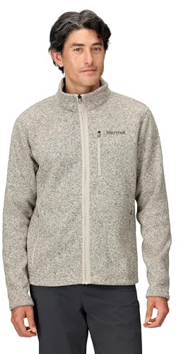 Marmot Män Drop Line Jacket, Varm Fleecejacka, Jacka Med Hel Dragkedja, Andningsbar, Vindavvisande Kroppsvärmare, Packbar, För Vandring Och Skidåkning, Birch Bark Heather, M