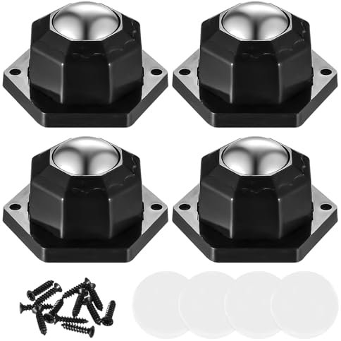 4 Pcs Self Adhesive Mini Caster Wheels 360° Ball Furniture Castors, Appliance Wheels for Kitchen Appliances, Sticky Universal Swivel Appliance Rollers Castors for Trash Can Furniture Small Items