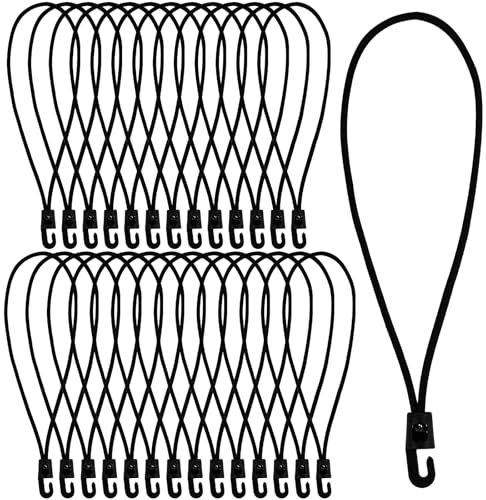 wonkeken 30 Stück Spanngummi mit Haken,Expander mit Haken 25 cm Multifunktional Planenspanner Gummispanner mit Haken Schwarz für Planen Zelt Net Camping Anhängerplane, Poolabdeckung