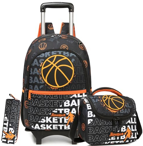 HTgroce Cartable a Roulette Enfant 3 en 1 Sac a Roulette Bagages Voyage Garçon Primaire cp,ce1,ce2,cm1
