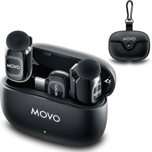 Movo NanoMic Dual USB-C trådlös mikrofon för iPhone 15/16+, Android, iPad Pro och bärbara datorer – perfekt för Vlogging & TikTok