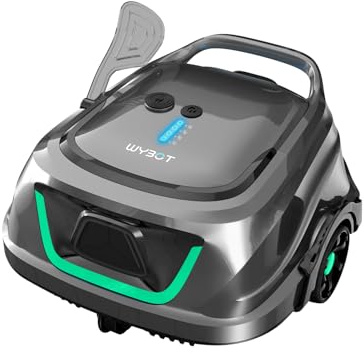 WYBOT A1 Robot Limpiafondos Piscina Turboalimentado, Limpieza Profunda 100㎡, Doble Filtración, Diseño Exclusivo Hogares (120 Min Duración), Vert Gris Clair