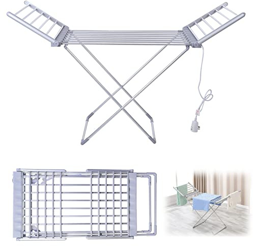 Electric Heated X-Legs Clothes Airer Towel Warmer, 50Hz/230W Portable Clothes Aies Airer with Wings, Clothes Dryer Folding Indoor Horse Rack, Energy-Efficient Laundry Drying Rack Interesting