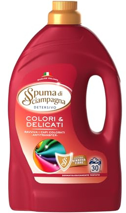 Spuma di Sciampagna - Detersivo Lavatrice Colore Puro, Formula Concentrata con Azione Antitransfer e Ravviva colori, Igienizzante con 95% di Ingredienti Biodegradabili - 6 x 1350 ml, 29 Lavaggi