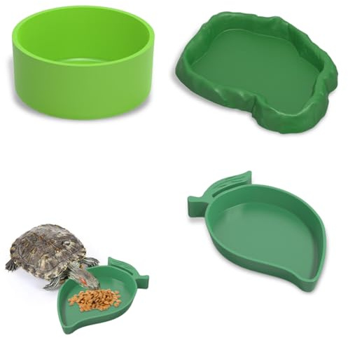 JEYORZY 3 Stück Reptilien Schildkröte Futternapf, Blatt Futter, Wasser Schüssel