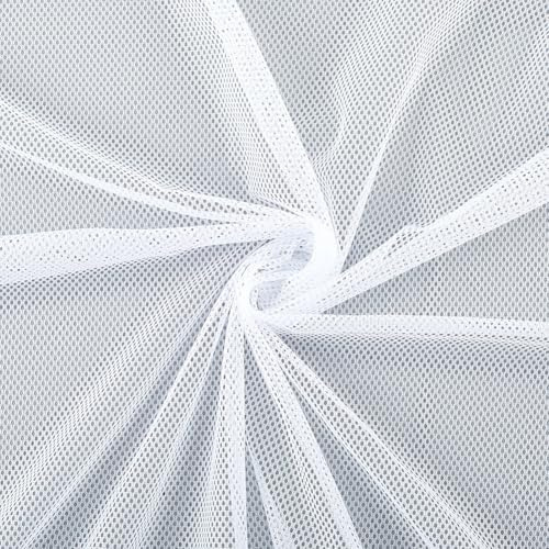 CABODYALS Malla Elástica Blanca de 160cm, Forro de Tela Transpirable, Material Suave de Rejilla, Tela de Poliéster Transparente para Coser, Hacer Ropa, Chaquetas, Bolsos, Decoración, Manualidades.