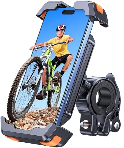 Coolpow Soporte Movil Bicicleta【Antivibración 】Soporte Movil Moto 360° Rotación【Liberación con un Botón】Suporte Telemóvel Moto Compatible con iPhone 16 15 14 13 Pro Max, Samsung, 4.7-6.8” Smartphone