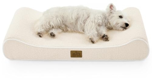 COZY KISS Cama para Perros Lavable, 90x60x13cm, con Borde Elevado - Colchón Ortopédico para Perros en Forma de Barco, Impermeable y Antideslizante, Adecuada para Mascotas hasta 29kg, Beige