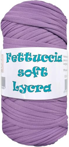 Fettuccia per Borse in Lycra Soft ad Uncinetto e Ferri MAS 400gr/105 mt. Ideale per Borse, Zaini, Cestini, Tappeti. (lilla 56)