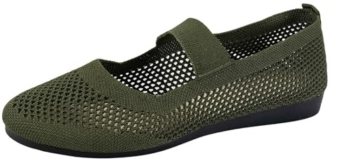 Ballerinaskor dam platta skor breda H halvskor halkfria kostymskor slip-on remballerina rund tå loafers stickade bekväma dansskor mjuka fritidsskor