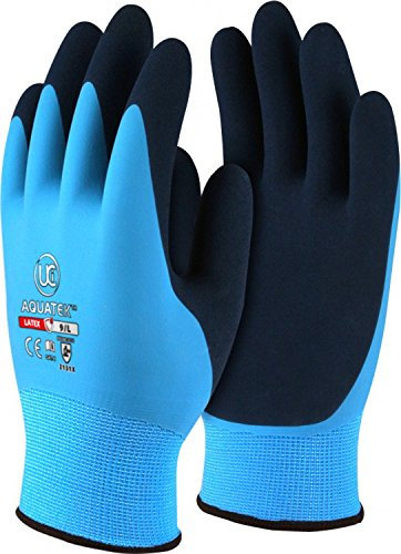 UCI aquatek Latex étanche entièrement RECOUVERT Prise Travail Gants Bleu - 11/XXL