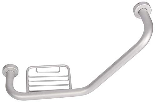 Bathroom handrail asa agarraderas para bañera Ducha, asidero de Seguridad Curvada de Aluminio con jabonera, Accesorios de Tornillo de Pared