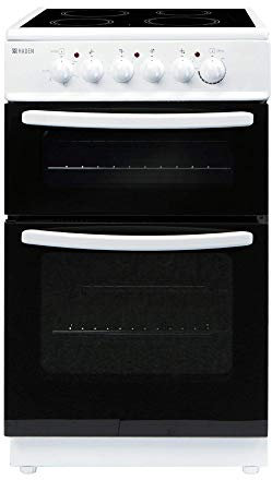 Haden HECT50W Electric Cooker - Freestanding 52 Litre Oven with 4 Zone Ceramic Hob - Twin Cavity Electric Cooker - 50cm, White