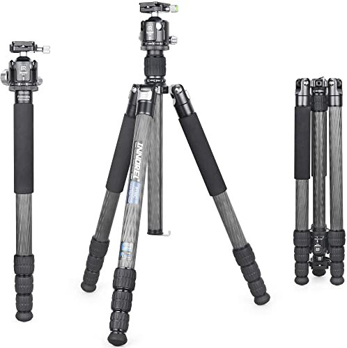 INNOREL RT85C Kohlefaser-Stativ 184cm 2-in-1 Dreibeinstativ Einbeinstativ Fachmann Schwerlast Kamerastativ Max Belastung 25kg Max Rohr 32mm mit Mittelsäule N44 Kugelkopf Stativtasche(RT85C+N44)