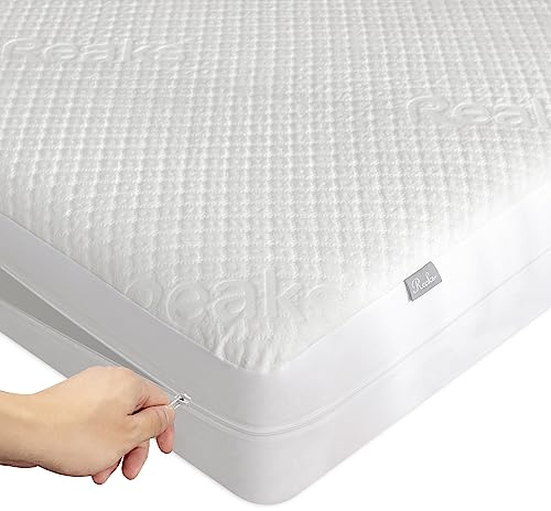 Queen Size Mattress Protector with Zipper - 100% Waterproof Zippered Mattress Cover - Soft & Cooling Noiseless Bed Mattress Covers - Top Removable Mattress Encasement 10-12 Deep