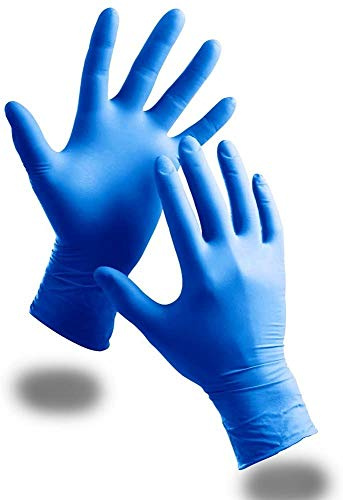 PACK OF 100 STRONG BLUE NITRILE GLOVES MEDIUM SIZE - POWDER FREE LATEX FREE GLOVES Hypoallergenic Protective Thick Wear-Resistant Material. Multi-purpose use 1.5 EN455 CLASS 1 MEDICAL GRADE (MEDIUM)
