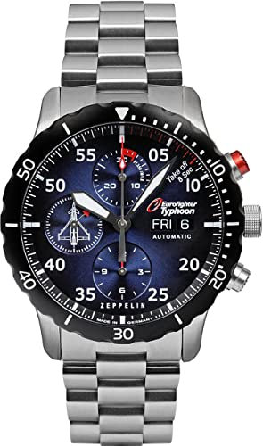 Zeppelin Herrenuhr Automatik Chronograph Eurofighter mit Stahlband 7218M-3