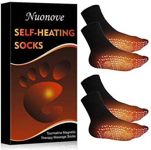 Nuonove Magnetsocken Turmalinsocken Beheizbare Socken Thermosocken Herren, Sohlenwärmer Fußwärmer Schuhheizung, Fußheizung, Winter Heizsocken für Damen Herren, Schwarz, Eine Größe, 2pc