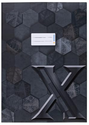HERMA 20091 häftkuvert A4-kartong svart, 10 stycken, förädlat häftfodral med märkningsfält av robust och extra starkt papper, häftskydd med hexagonmönster motiv för skolpjäser, färgat