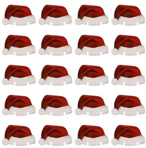 Bohue 20 stycken roliga julglasdekorationer jultomtehattar papperskort vinglas berlocker markörer taggar mini jultomte hatt kopp kort för julfest presenter tillbehör