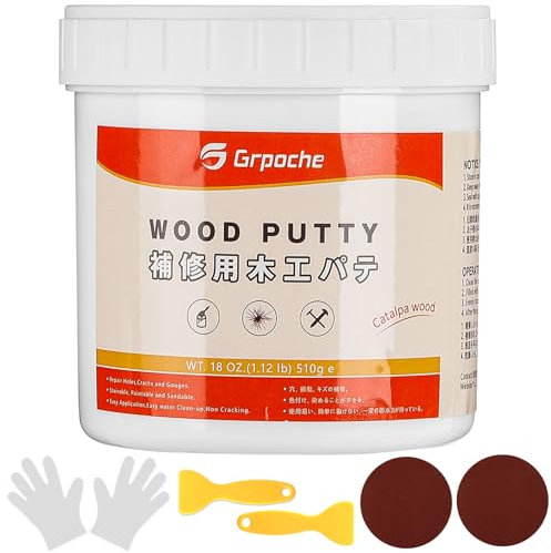 Masilla de Relleno para Madera 500g, Pasta de Relleno Tapagrietas Llenadora de madera barnizable premium Kit de reparación de madera para recorte Restaurar mesa Gabinete(Catalpa)