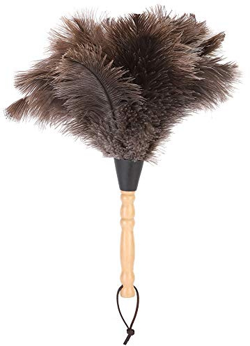 Strutsfjäder dammvippa med trähandtag, återanvändbar handhållen strutsfjäder dammvippa rengöringstillbehör