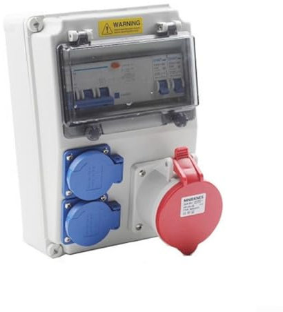 Eawfgtuw Wasserdichte IP65-Verteilerkasten für den Außenbereich, Wandmontage, Baustellensteckdose, für den Bau, Stromverteilung, für Garagen, Wohnwagen, Werkstätten