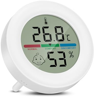 Thlevel Intérieur Hygromètre Thermomètre Numérique Température Humidité Testeur Portable avec Indicateur de Niveau de Confort et Support pour Bureau Cuisine Incubateurs 1 Pièce