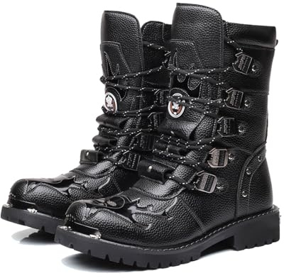 Leichtrit Motorradstiefel Herren,Halbhoher Motorradstiefel,Tourenstiefel,Motorradschuhe für Herren,Casual rutschfeste Motorradschuhe,Verstärkte Straßenschuhe,Schnürstiefel,rutschfeste,Komfort