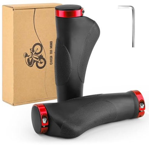 GXCROR Ergonomiska cykelhandtag med halkskyddspunktdesign | Stötdämpande handtag av gummi för mountainbikes | 130 mm säkerhetshandtag