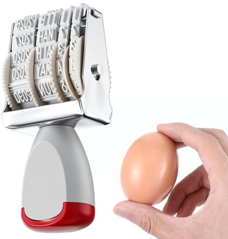 HJZHII Eier Datumsstempel, Silikon Datumsstempel für frische Eier, Büro Drehstempel, Veränderbare Zahlenstempel für vom Bauernhof, Hühner, Enten, Truthahn, Gänse, Geflügeleier