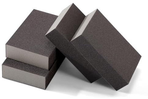 POLIWELL Sanding Sponge 6-Pack - Assorted Grits 60 to 400 (60, 80, 120, 180, 220, 400) - Wet/Dry Reusable Flexible Sponge Blocks for Wood, Metal, Drywall - Contour Grip Hand Sander
