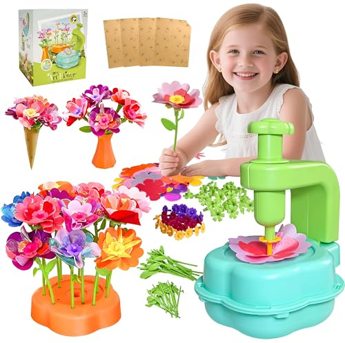 Alutaba DIY Fabric Flower Bouquets Toys for Girls, Arts and Crafts for Kids Age 5-8, Craft Kits Flowers Marking Toy for 4+ Year Old Girl, STEM Toys for 4 5 6 7 8 Year Toddlers Girls Birthday Game