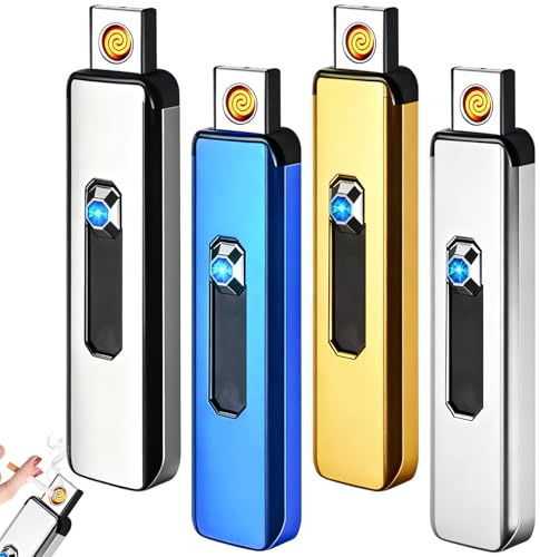 Mechero electrónico de tormenta, 4 unidades, recargable por USB, doble cara, resistente al viento, sin llama, para velas (sin gas)