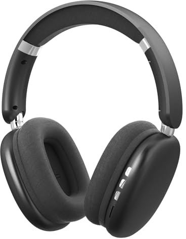 SUNJOM Cuffie Bluetooth Over-Ear, Hi-Fi Stereo, 30H Autonomia, Vivavoce con Microfono, Assistente Vocale, Radio FM per Sport, Viaggio, Lavoro (Nero)