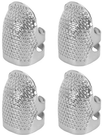 Gurtt 4 stycken fingerborgar i metall, silver, fingerskydd, justerbara fingertoppshandtag, dynor, tillbehör, gör-det-själv syverktyg för hushållsprojekt (2 storlekar)