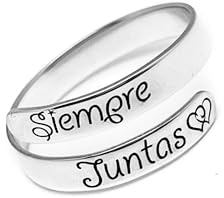 Anillo ajustable en plata de ley 925 para mujer | Grabado “SIEMPRE JUNTAS” | Joya personalizada de amistad, madre e hija o pareja | Regalo único cumpleaños, Día de la Madre (Siempre Juntas)