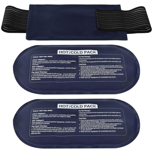 AYBUY 2PCS Compresses de Gel Réutilisables Chaud et Froid,Poche de Glace | Compresse de Refroidissement avec Sangles élastiques, Compresse Chaud Froid, Doublure Douce, pour Sport, Quotidien