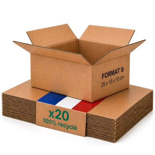 Caisse carton emballage colis S - Lot de 20-25 x 15 x 10 cm - Renforcé - bijoux, cosmétiques, bougies - Life Pack