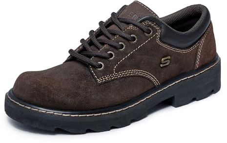 Skechers Zapatos Oxford Parties-Mate para Mujer, Gamuza marrón Chocolate, 38.5 EU